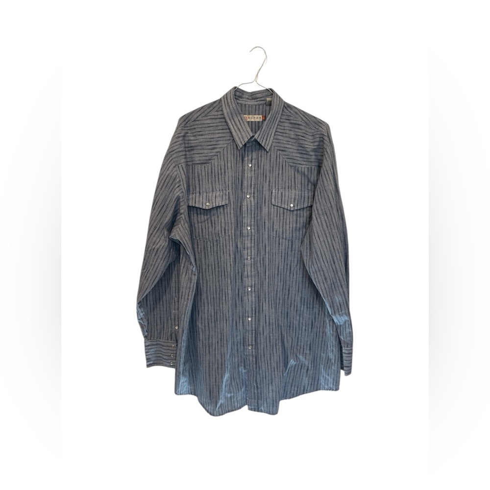 Roper Blue Striped Casual Button Down Shirt